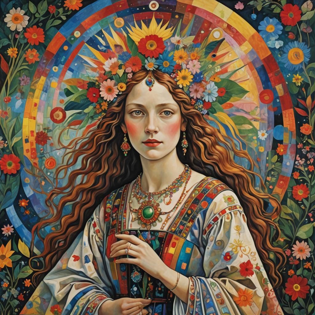 Psychedelic Queen of Rainbows: Ethereal Bohemian Art