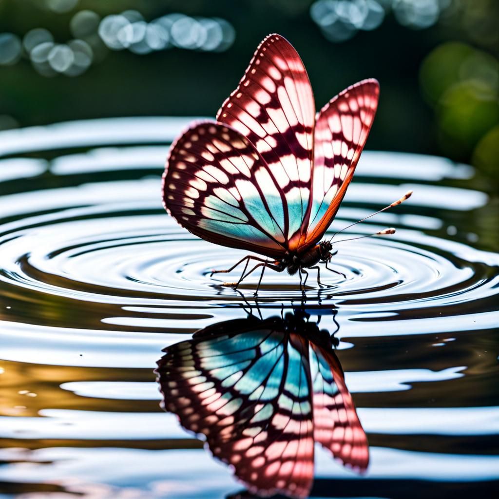 Pearlescent Pink Butterfly on Keriya Flower