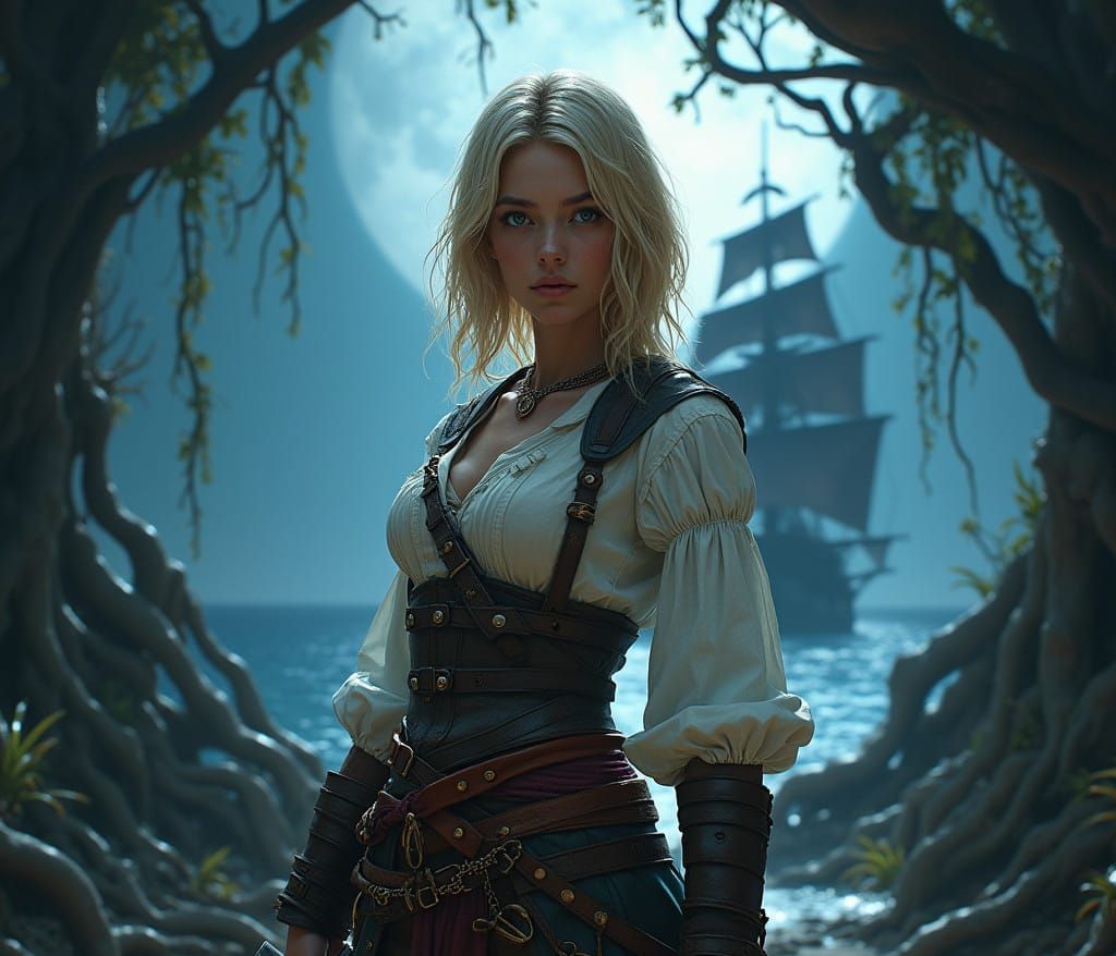 Fantastical Pirate Maiden in Splendid Colors