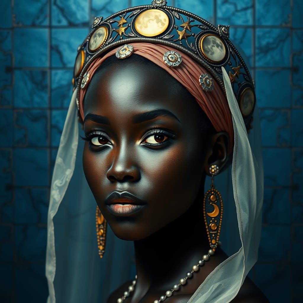 African Goddess in Ethereal Blue