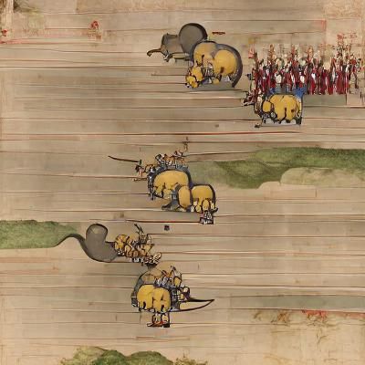 Elephants Marching to Cave: Ancient Cave Painting
