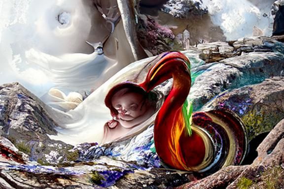 Expecting Mother in Airbrush Style, Unreal Engine