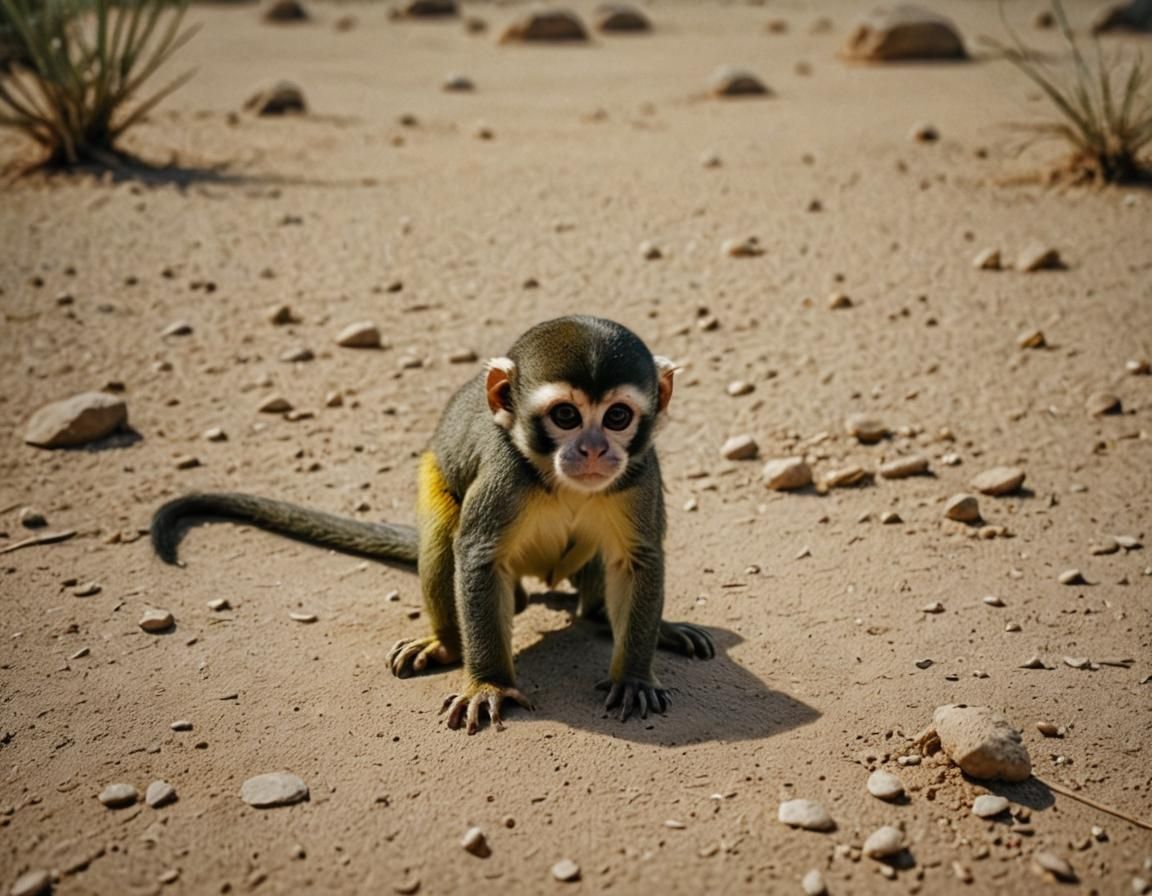 Cute Squirrel Baby Monkey in Desert Film Still