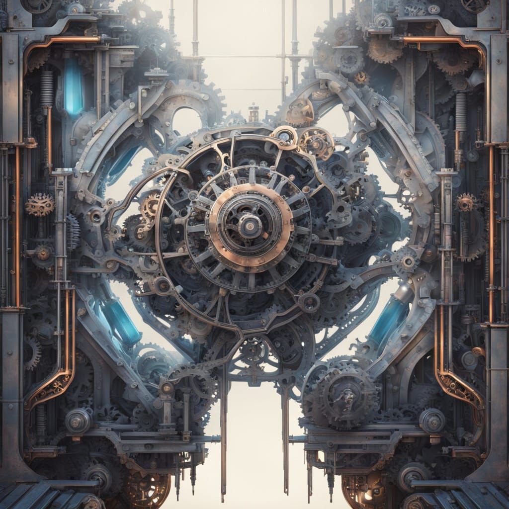 Majestic Mechanical Love-Heart Sculpture in Industrial Style