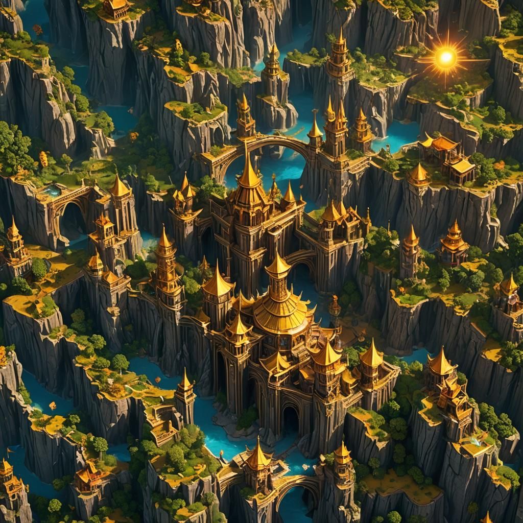 Detailed Matte Painting of a Golden Sun