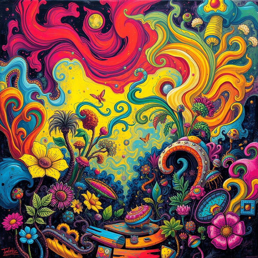 Vibrant Urban Nature Scene with Edgy Street Art