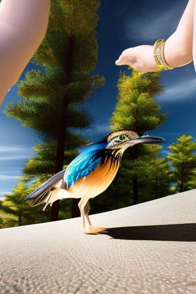 Hyperrealistic Roadrunner in Volumetric Lighting
