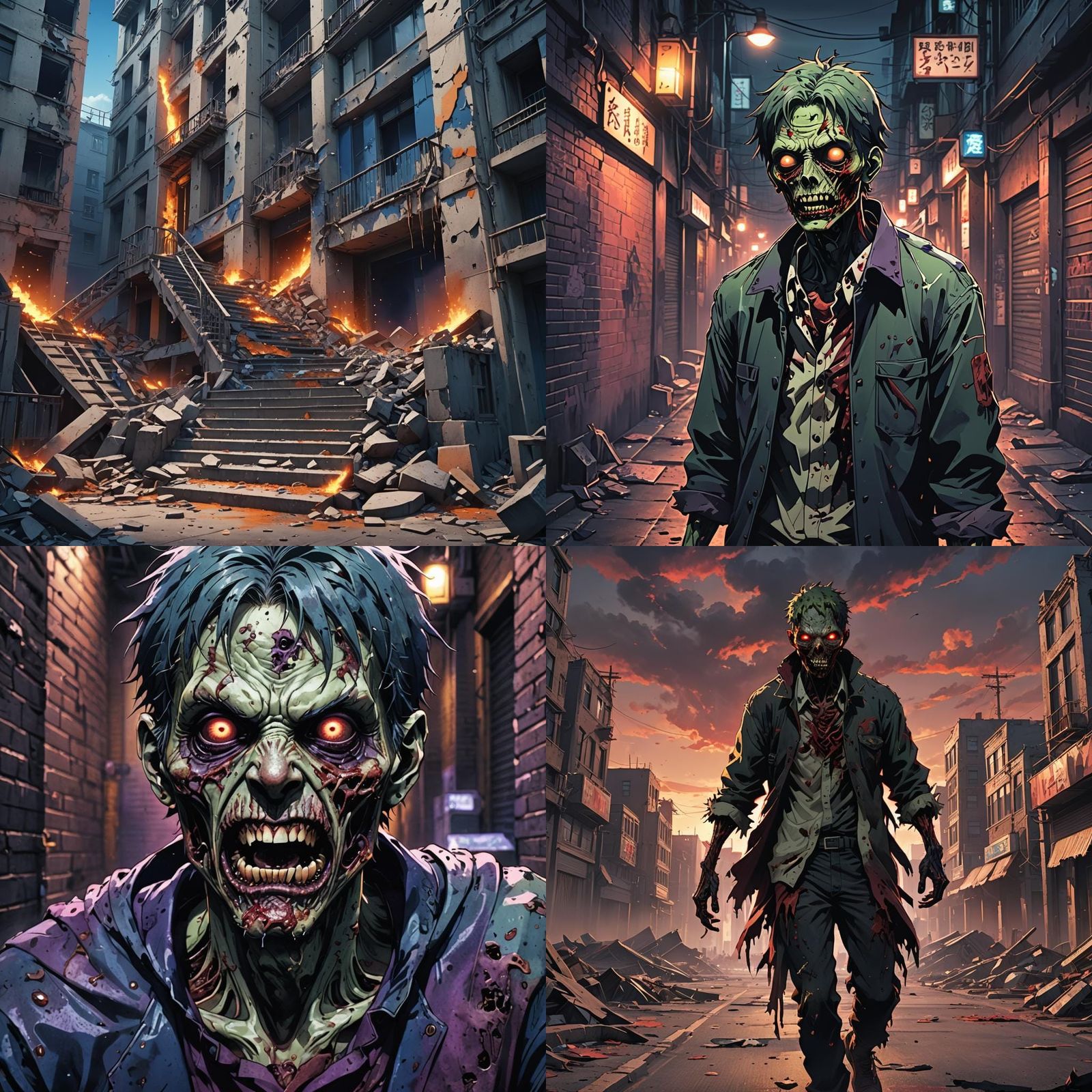 Infected Zombie in Anime Cel-Shaded Style