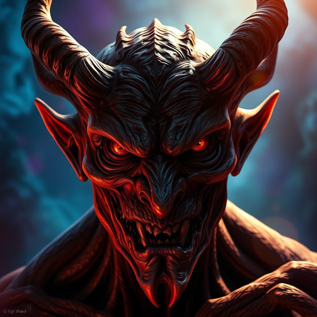 Dark Fantasy Demon in Hyperrealistic Style