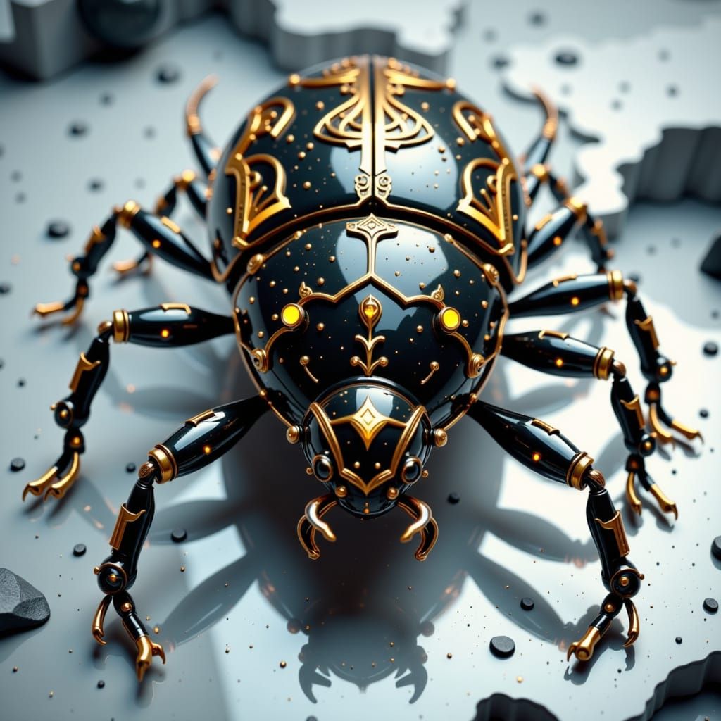 Biomechanical Scarab Beetle in Art Deco Style