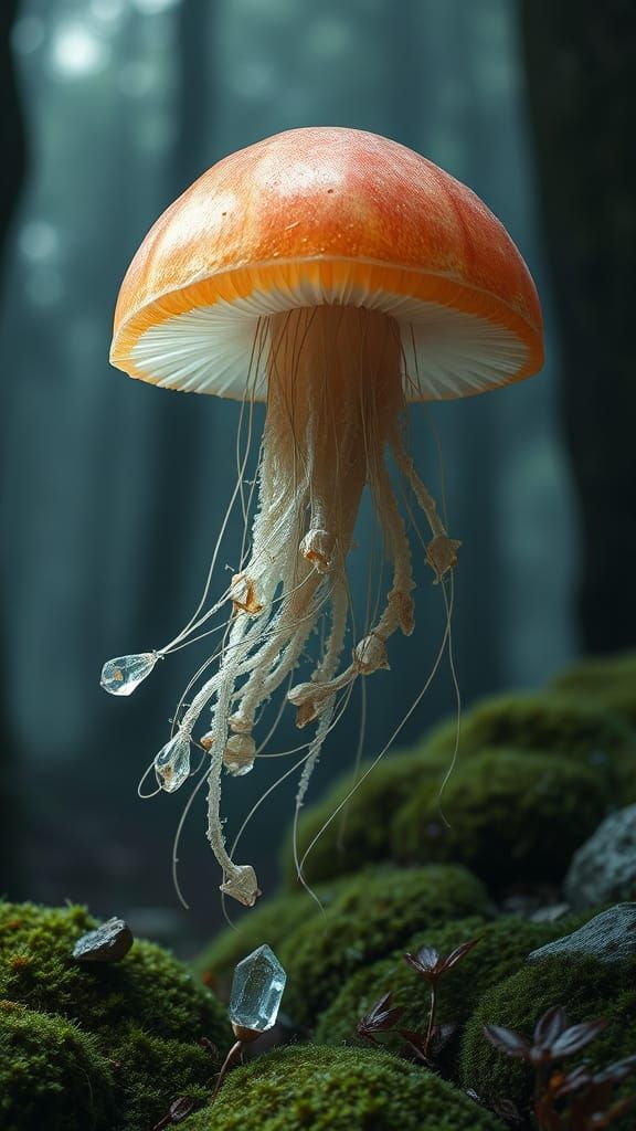 Enchanted Mushroom Blooms in Whimsical Forest Scene