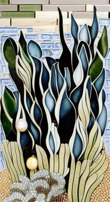 Underwater Mosaic Landscape with Kelp Garden