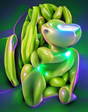 Glowing Neon Green Among Us Character in 3D