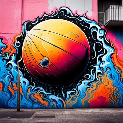 Graffiti Art of Colorful Orbs in Spray Paint Style