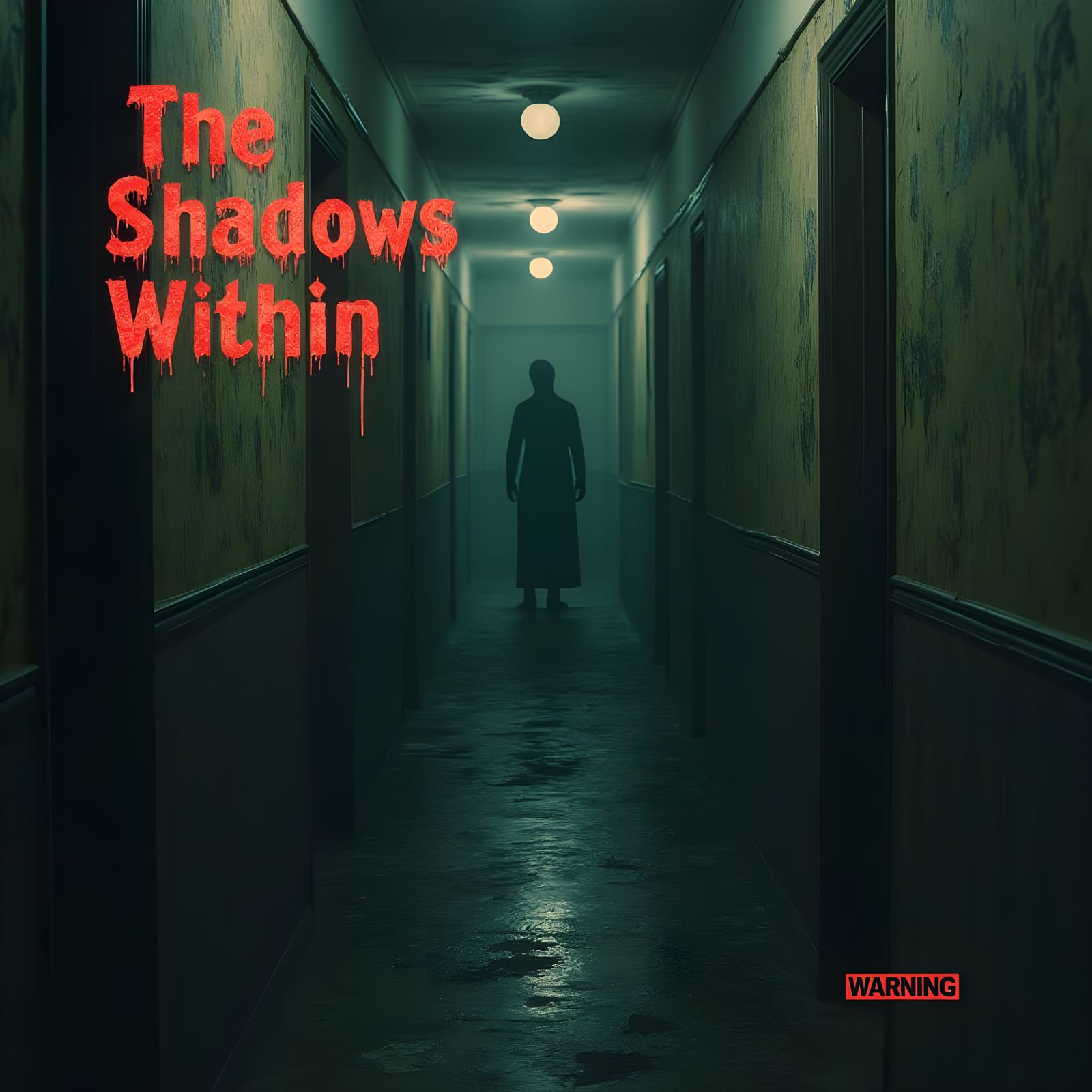 Eerie Hallway of Shadows in Distressed Red