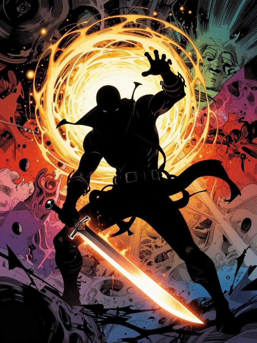 Comic Cover Art: Rogue Twisting Reality with Cosmic Blade