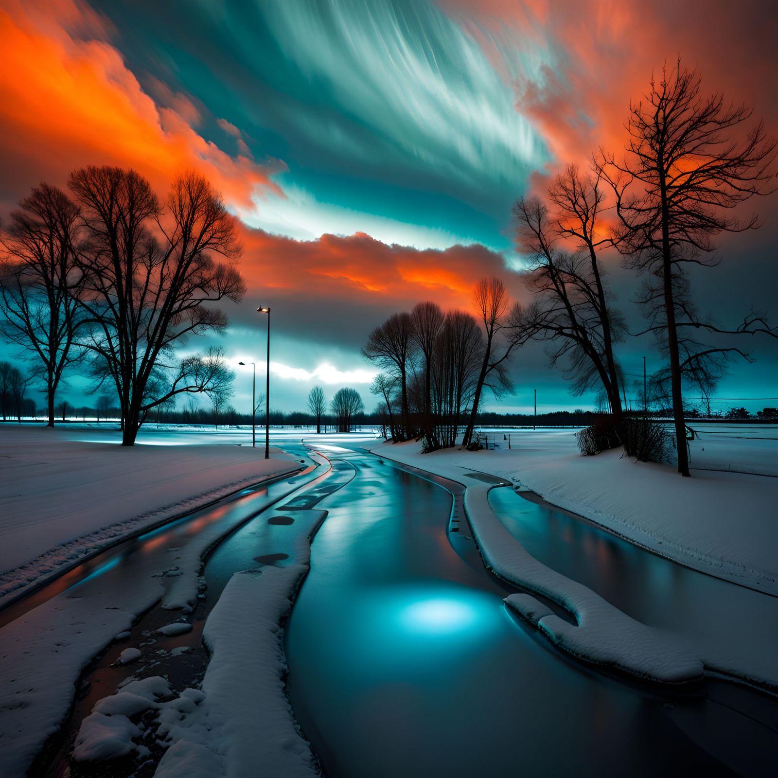 Dramatic Winter Storm with Volumetric Lighting