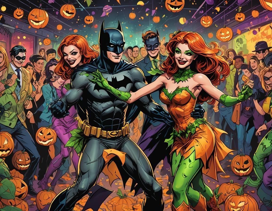 Batman and Poison Ivy at Halloween Party