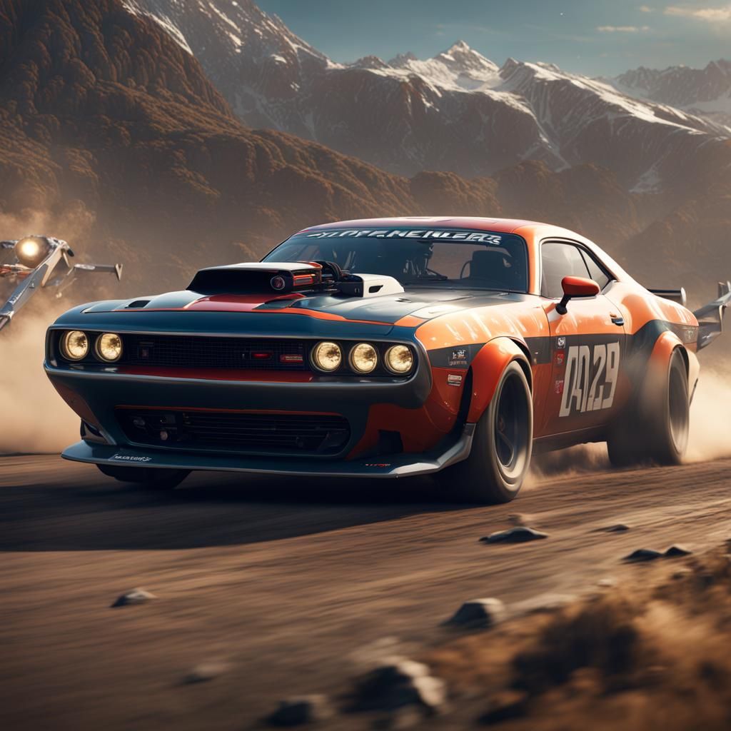 Dog Races Toyota Supra: Detailed Digital Art