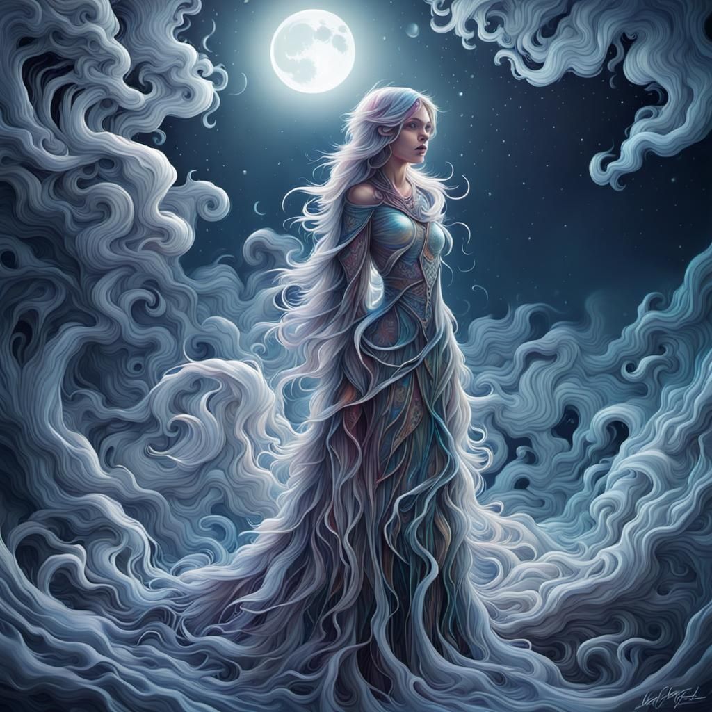 Dreamy Metallic Moonlight in Graffiti Art Style