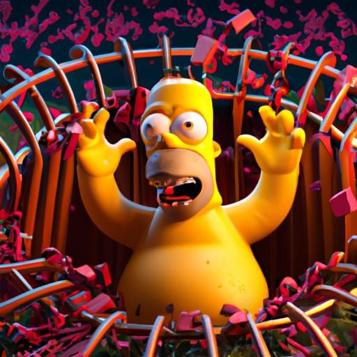 Homer Simpson in Bear Trap: 3D Digital Art