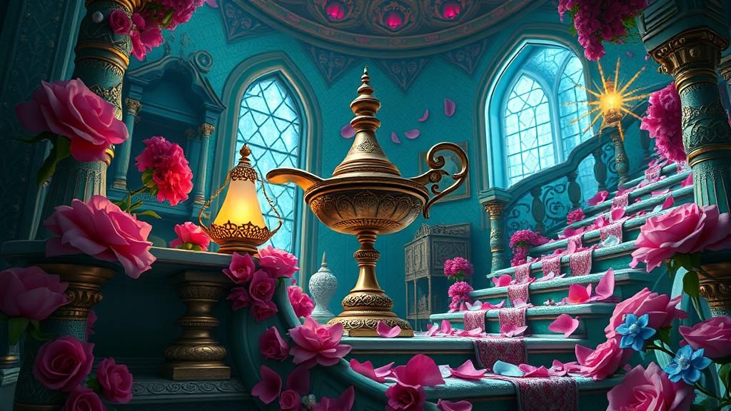 Magic Lamp in Lavish Afrofuturist Bazaar