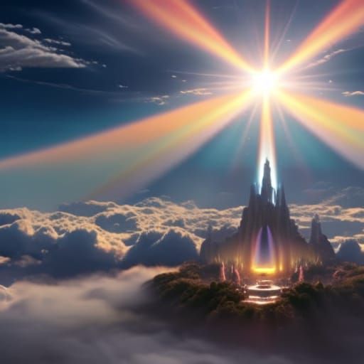 Heavenly Portal: Divine Sunshine Through Ethereal Clouds