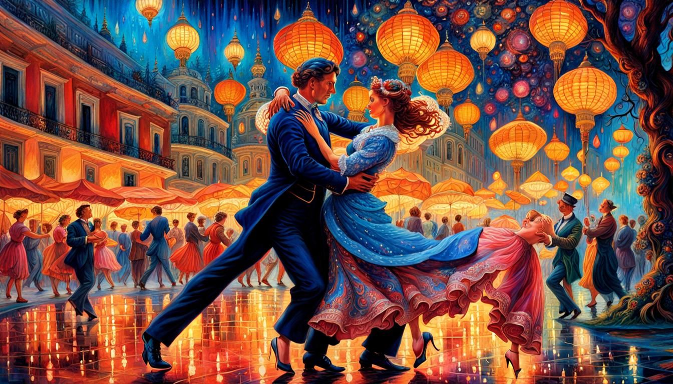 Spanish Dance in Madrid: Psychedelic Ink Painting