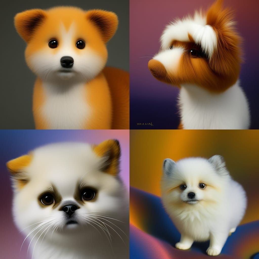 Adorable Fluffy Dog Portrait in 3D Digital Art