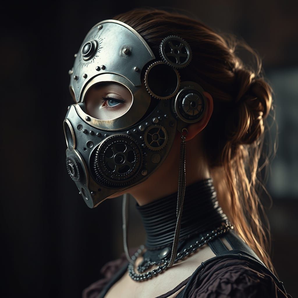 Mechanical Goddess in Steel Mask