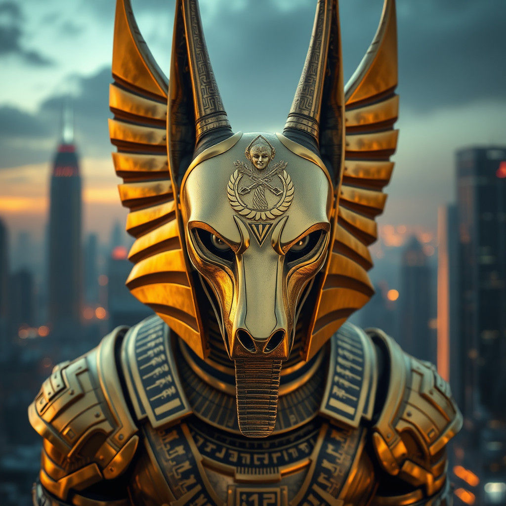 Cyberpunk Anubis: God of the Dead in Gold