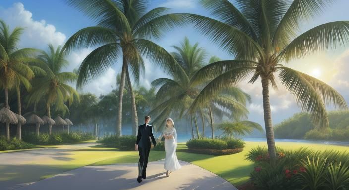 Woman and Husband in Serene Oil Painting