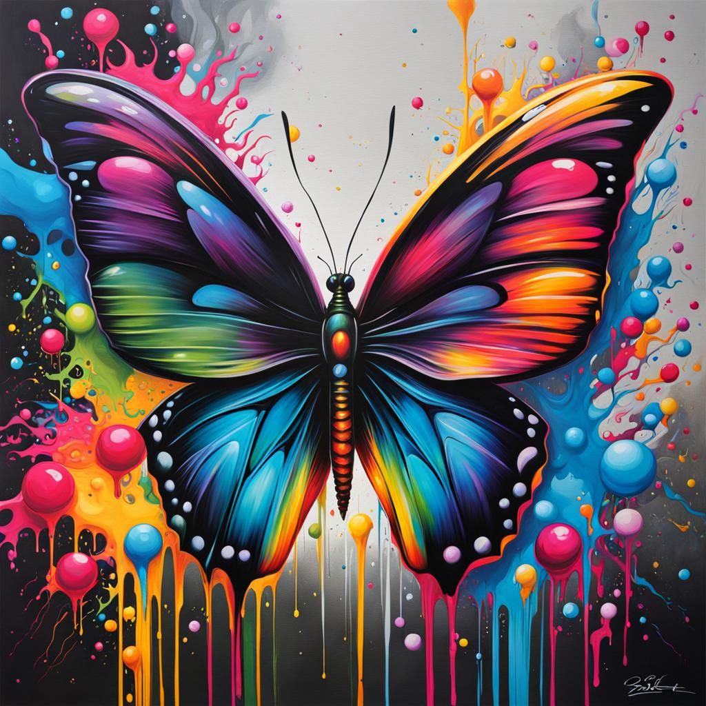 Crystal Butterfly Graffiti Art in Ultra Quality