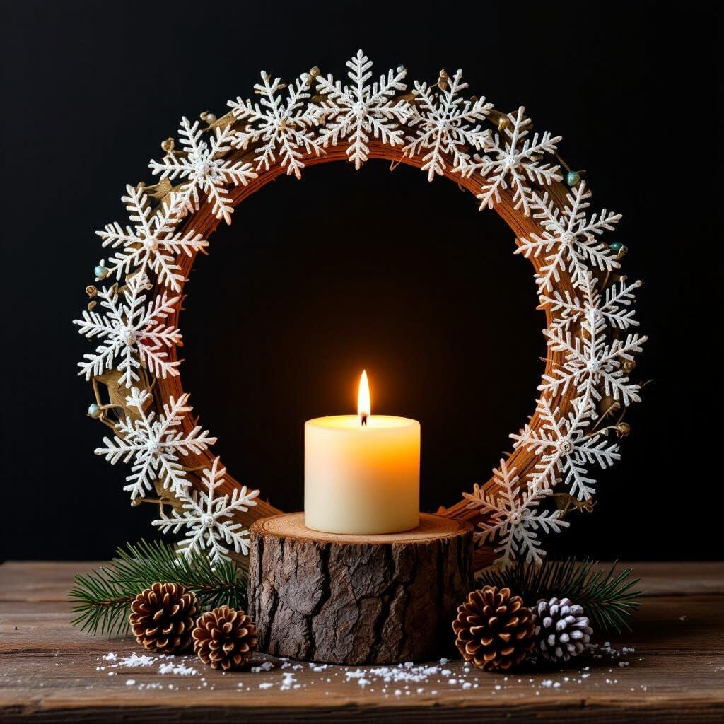 Handcrafted Christmas Design: Skeletal Grape Leaves with Sno...