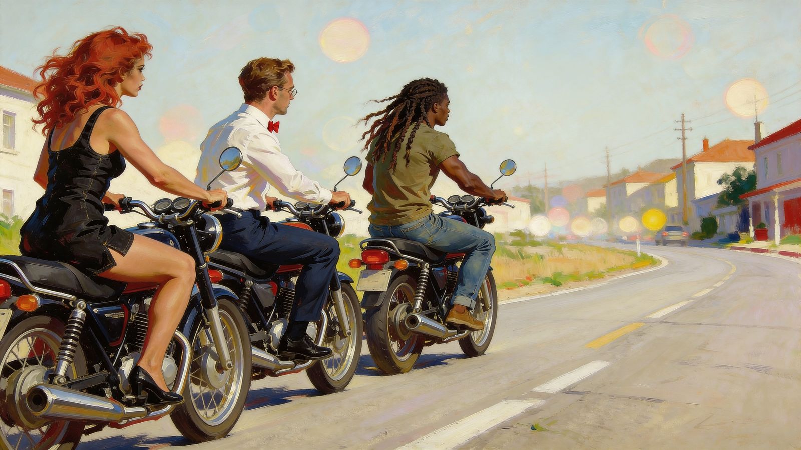 Motorcyclists Pulled Over by Traffic Policeman on Roadside