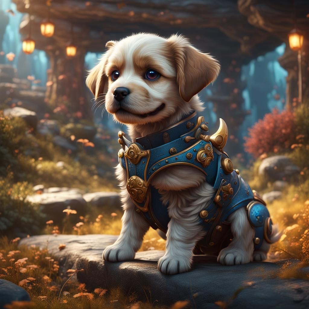 Cute Puppy in Detailed Fantasy Concept Art