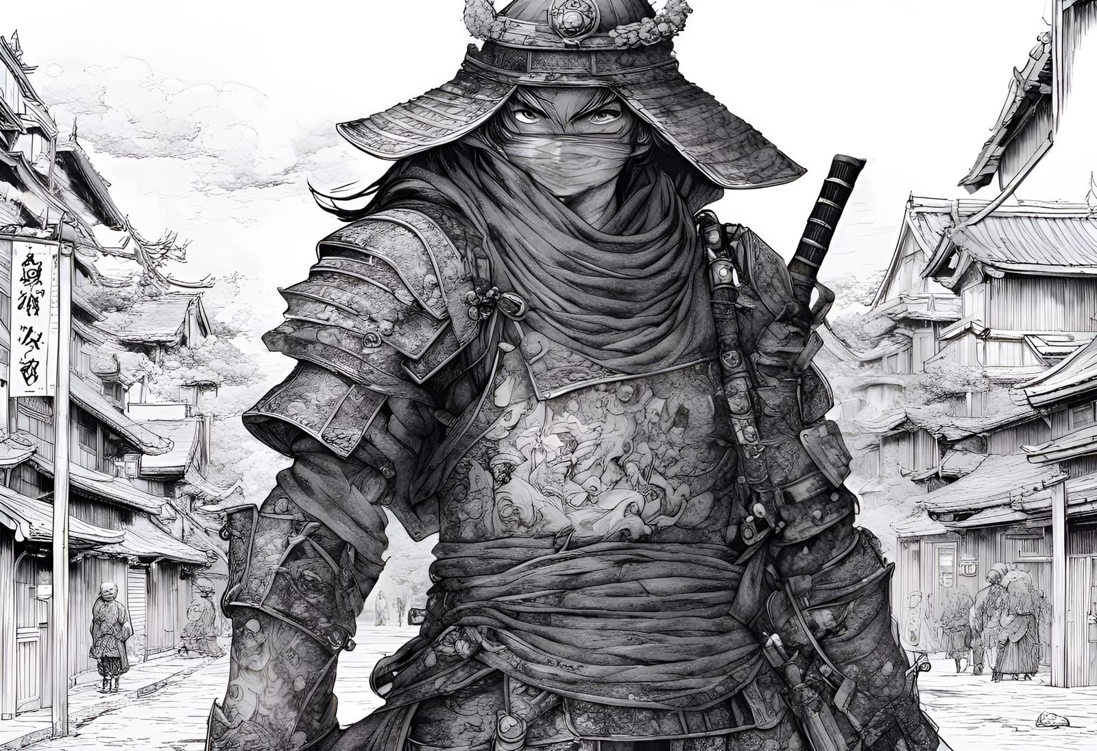 Mystic Samurai in Manga Comic Style
