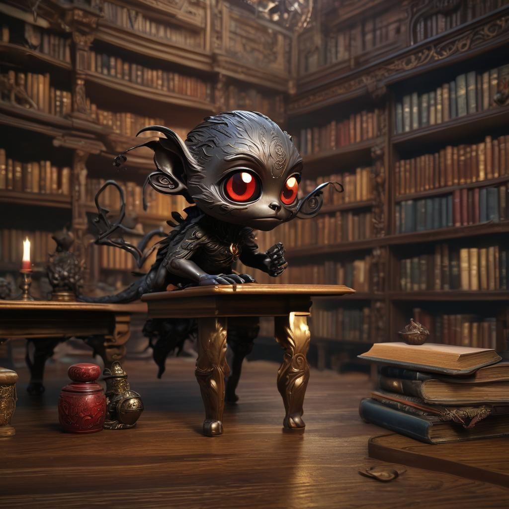 A captivating photograph of a tiny, adorable Chibi style sha...