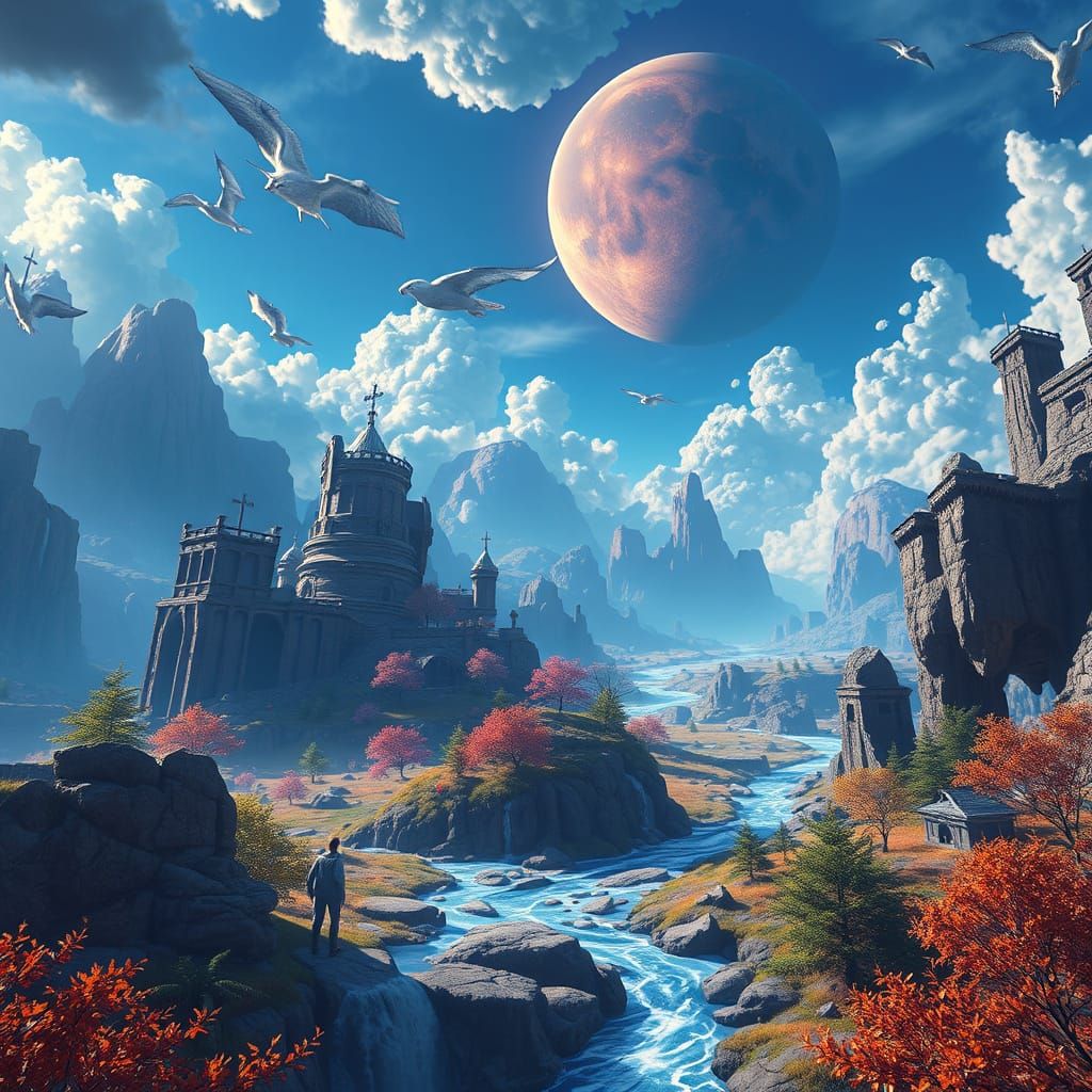 Fantastical Dream Landscape in Deep, Complementary Colors