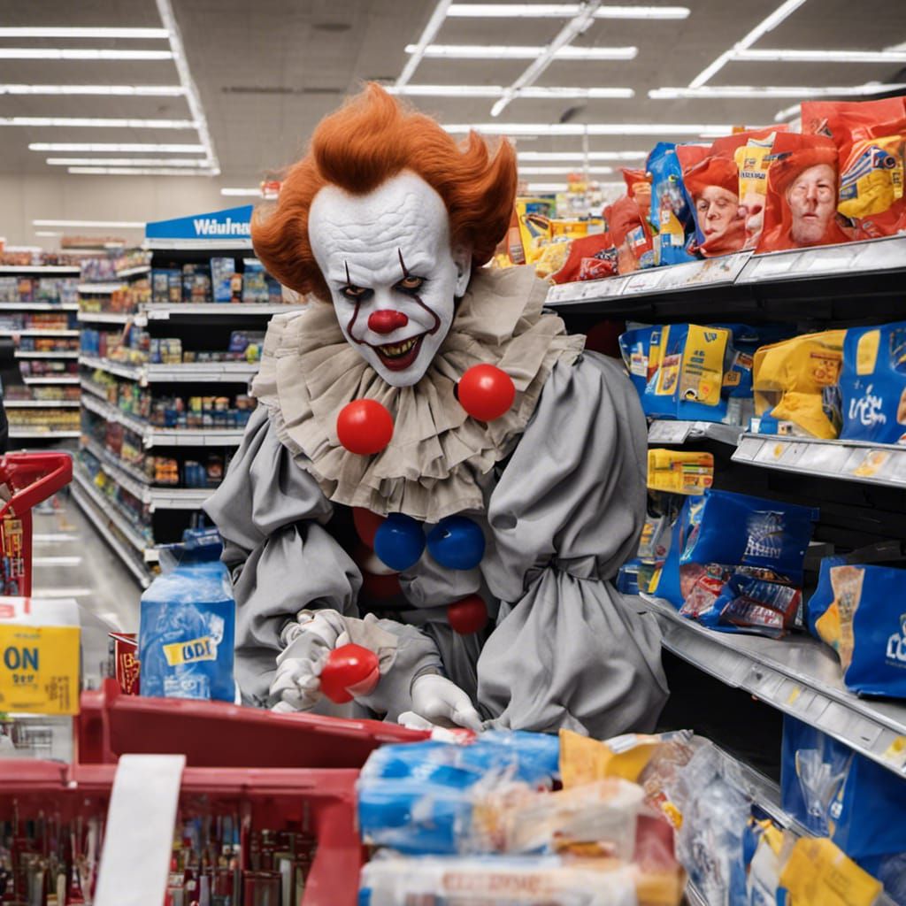 Pennywise Cashier at Walmart: AI Generated Image