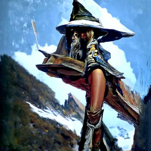 Half-Elf Wizard in Oil Painting Style