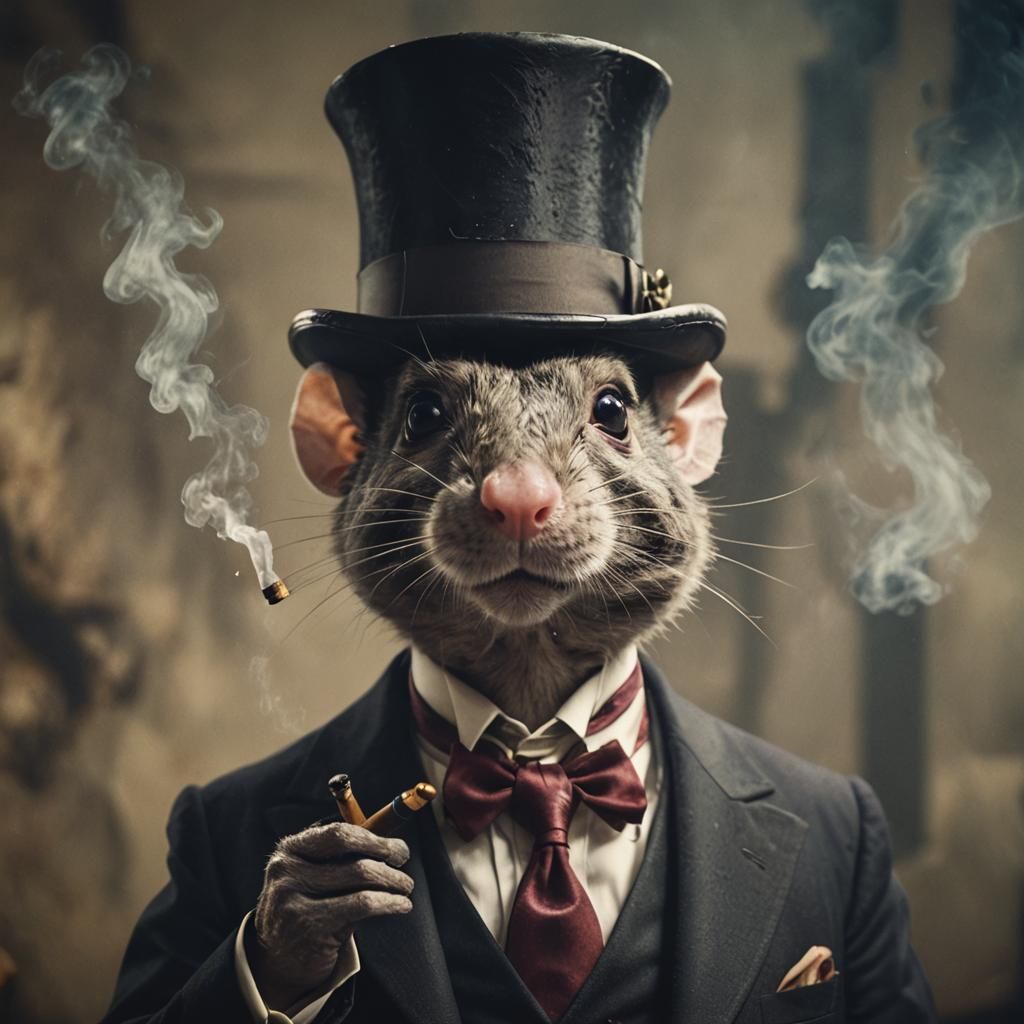 Mouse President Smoking Pipe Portrait in Cinematic Style