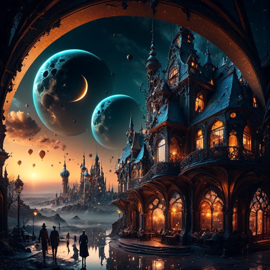 Surreal Dreamscape: City on the Moon