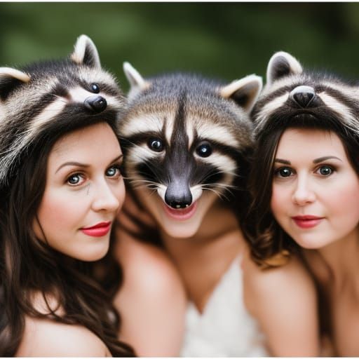 All the Bridesmaids have Raccoons on their heads