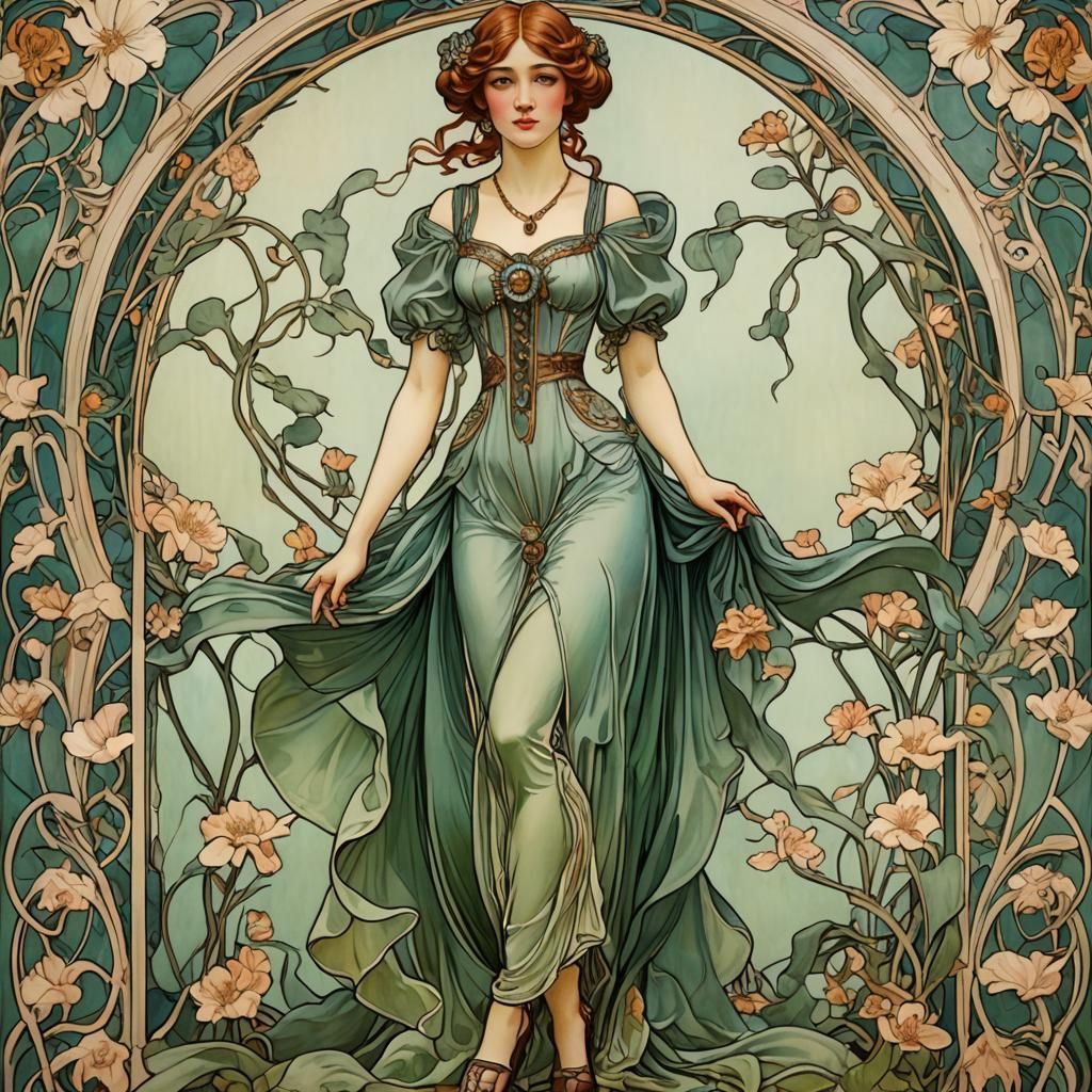 Art Nouveau Portrait of a Young Woman