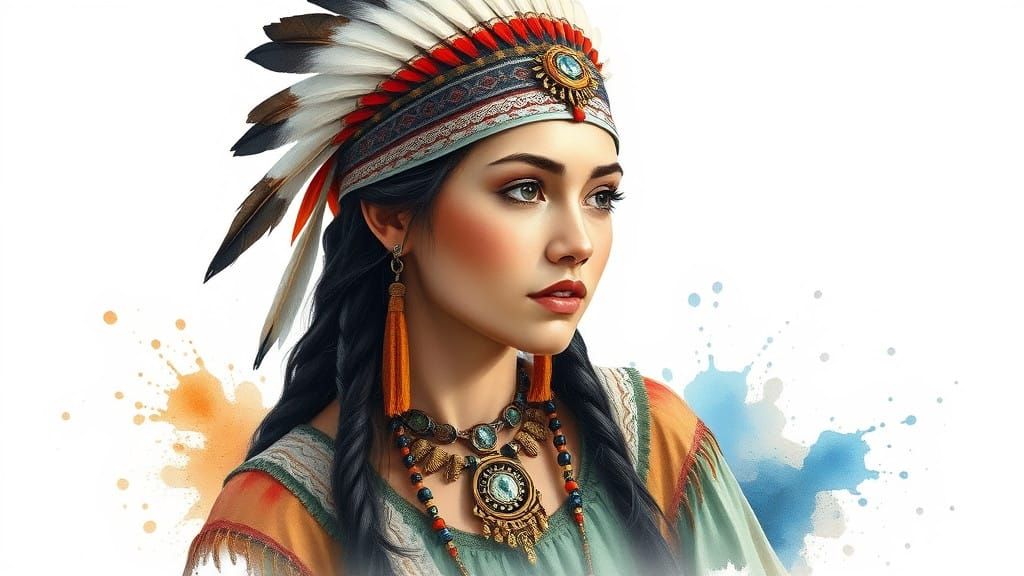 Native American Princess of Serenity in Watercolor