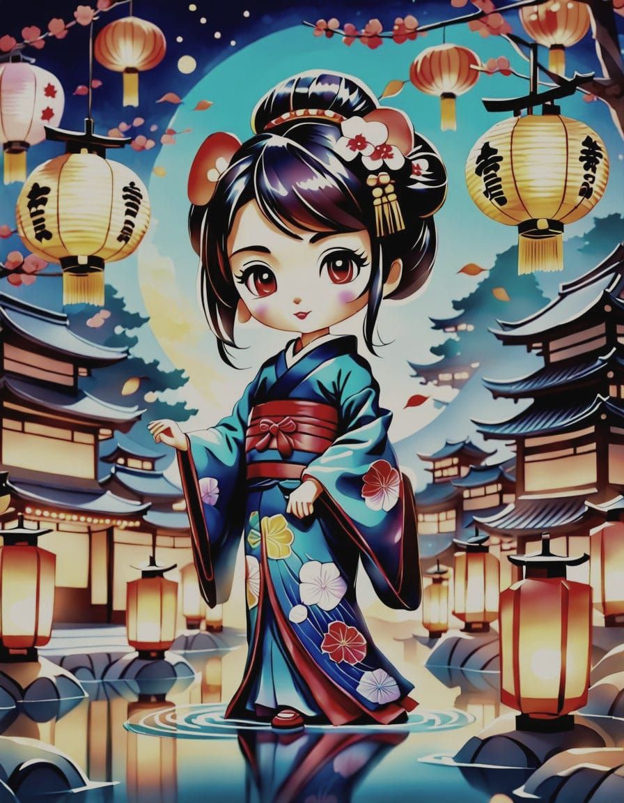 Chibi Geisha at a Global Festival of Lights