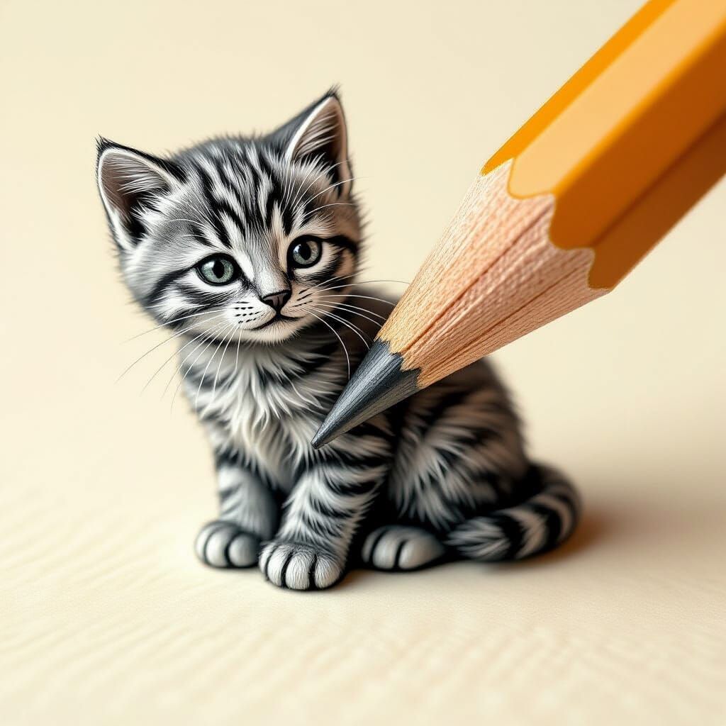Graphite Pencil Transforms into Carved Wooden Kitten