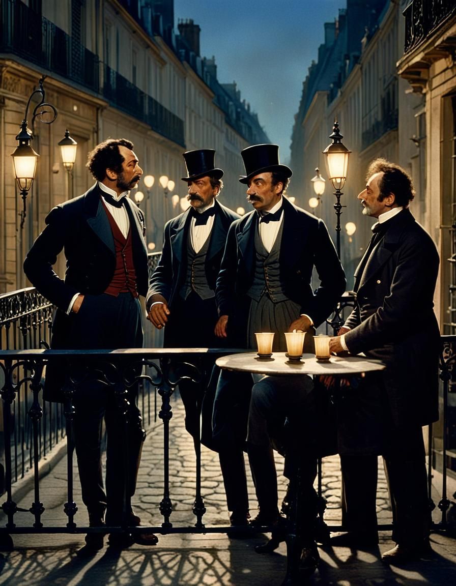 Parisian Balcony Scene in Stylized Realism