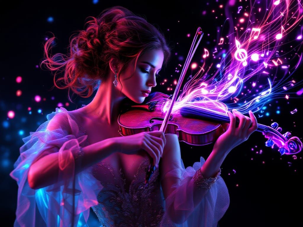 Music flowing from the violin